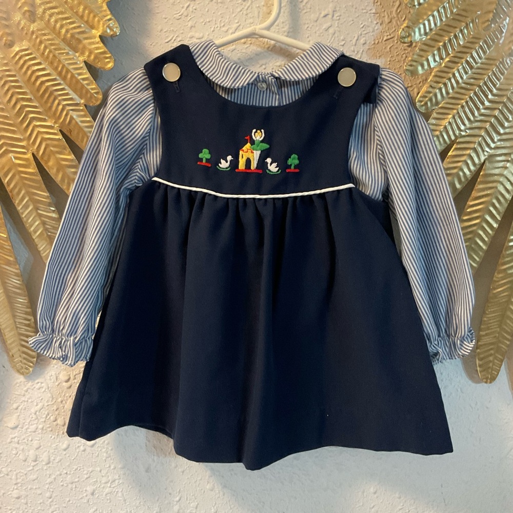 Vintage baby dress ballerina striped primary color
